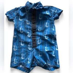 🎸 Vintage Jelly the Pug Boys Guitar Print Romper (18m) 🎸